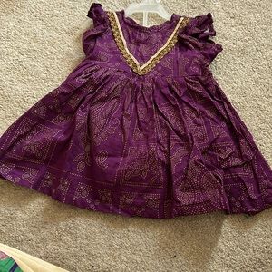 Purple Pakistani/Indian frock dress. Gold embroidery. Short-sleeve/sleeveless